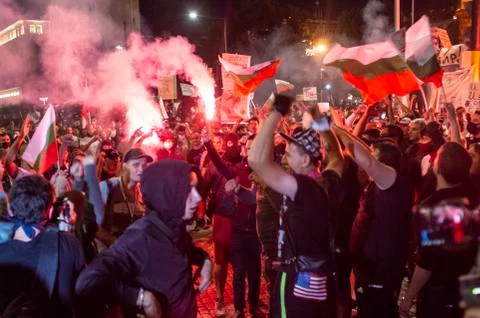 Anti-government protests in Sofia Stock Photos