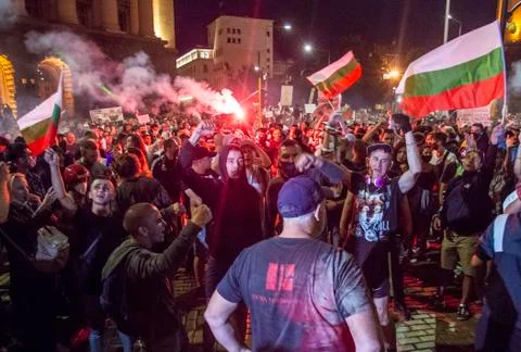 Anti-government protests in Sofia Stock Photos
