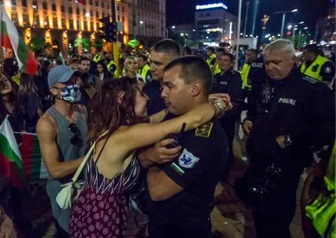 Anti-government protests in Sofia Stock Photos