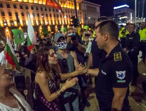 Anti-government protests in Sofia Stock Photos
