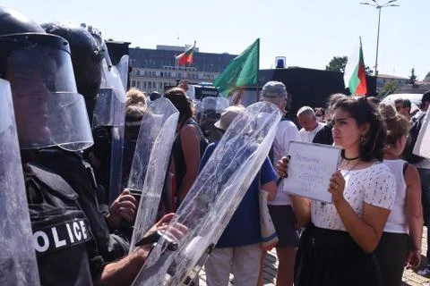 Anti-government protests in Sofia Stock Photos