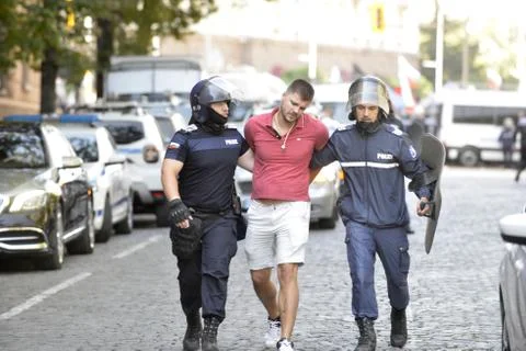 Anti-government protests in Sofia Stock Photos