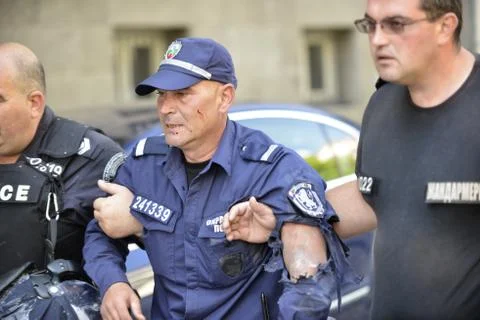 Anti-government protests in Sofia Stock Photos
