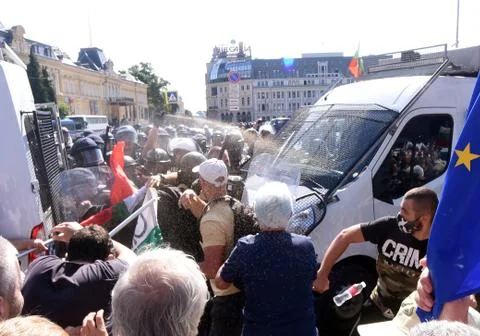 Anti-government protests in Sofia Stock Photos