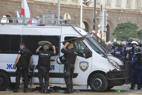 Anti-government protests in Sofia Stock Photos