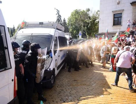 Anti-government protests in Sofia Stock Photos