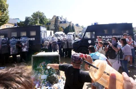 Anti-government protests in Sofia Stock Photos