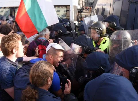 Anti-government protests in Sofia Stock Photos