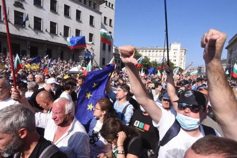Anti-government protests in Sofia Stock Photos