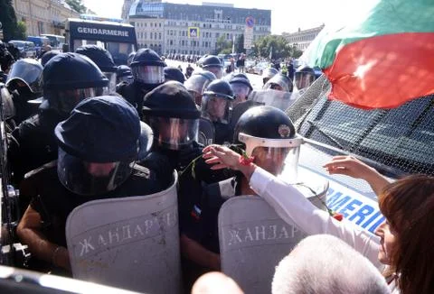 Anti-government protests in Sofia Stock Photos