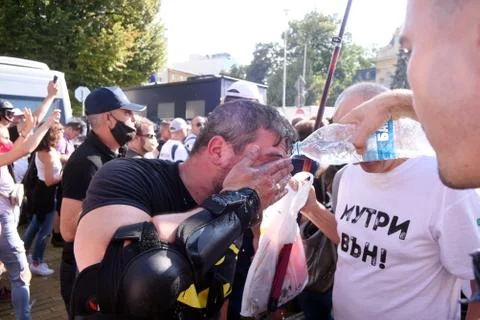 Anti-government protests in Sofia Stock Photos