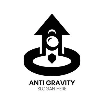 Anti Gravity Rocket Launch Logo Design with Spacecraft Symbol Stock Illustration