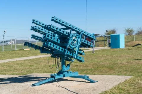 Anti hail rocket launcher inside and anti hailstorm prevention site.. Stock Photos