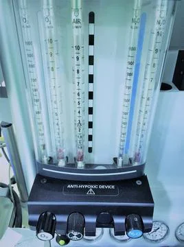 Anti hypoxic device of anesthesia machine in the operation theatre room Stock Photos