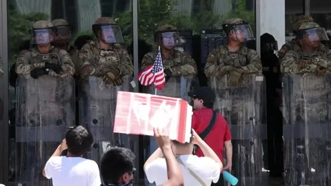 Anti-ICE protest held in Los Angeles on Independence Day, Los Ángeles, US - 05 J Vídeo Stock 312489501