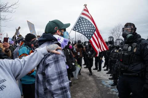 Anti-ICE protests continue in Minnesota, Fort Snelling, USA - 15 Jan 2026 Stock Photos