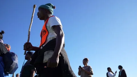 Anti-immigration Protest March through Sea Point, Cape Town, South Africa in 4K Stock Footage 337121587
