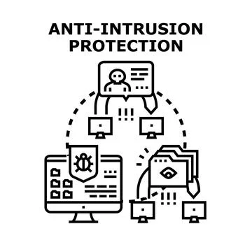Anti intrusion protection system cybersecurity information security concept Illustrazione stock