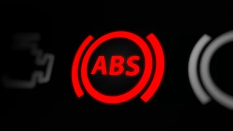 Anti-lock Braking System (ABS) Warning Light on Car Dashboard Stock Footage 124448971