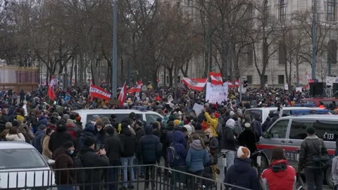 Anti lockdown protesters in Vienna Austria Stock Footage 146795309