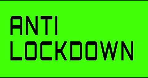 Anti lockdown text green screen, masked glitched effect. Stock Footage 132620274