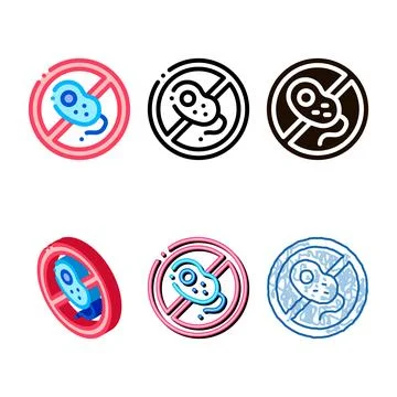 Anti set bacillus bacteria vector thin line sign icon Stock Illustration