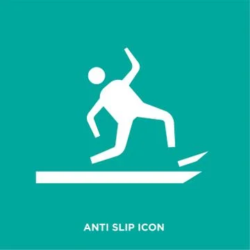 Anti slip icon, flat vector sign isolated on green background. Simple vector  Stock Illustration