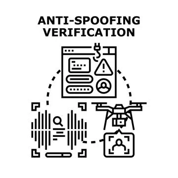 Anti spoofing verification protecting digital identity and cybersecurity Ilustração Stock