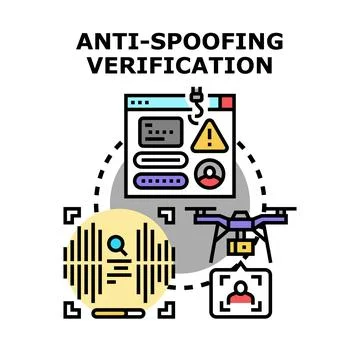 Anti spoofing verification protecting digital identity and cybersecurity Stock Illustration