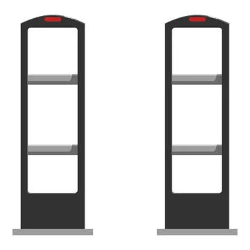 Anti theft sensor gates detecting shoplifters entering shopping mall Stock Illustration