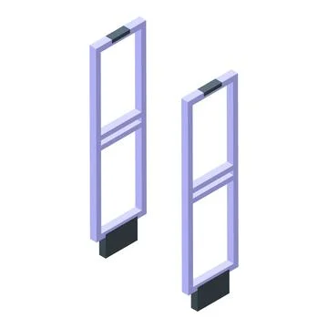 Anti theft sensor gates preventing shoplifting in a store entrance Stock Illustration