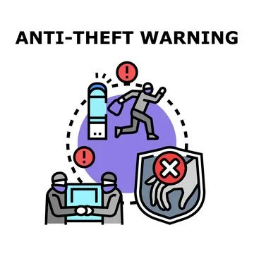 Anti theft warning protecting data and privacy Stock Illustration