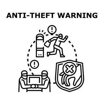 Anti theft warning protecting data and privacy Illustrazione stock