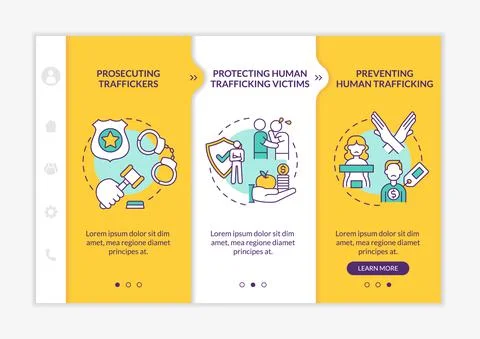 Anti-trafficking policy elements onboarding vector template Illustrazione stock
