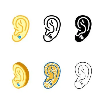 Anti tragus piercing range earring color icon vector Stock Illustration