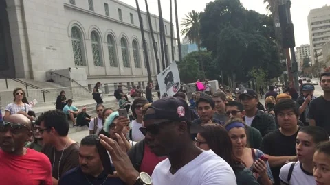 Anti-TrumpProtest DTLA Stock Footage 147371872