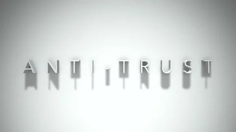 Anti-Trust 3D title animation with shadows on a white background Stock Footage 296529391