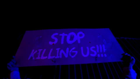 Anti Violence Message at Demonstration Stock-Footage 331828034