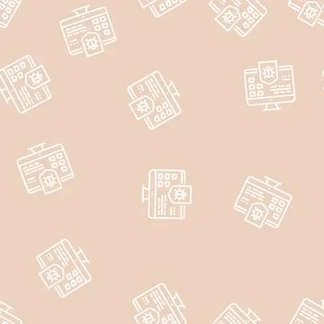 Anti-virus computer protect line seamless pattern 스톡 일러스트