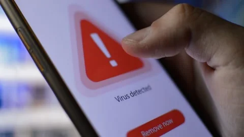 Anti virus for security technology on the phone' screen. Stock Footage 213246781