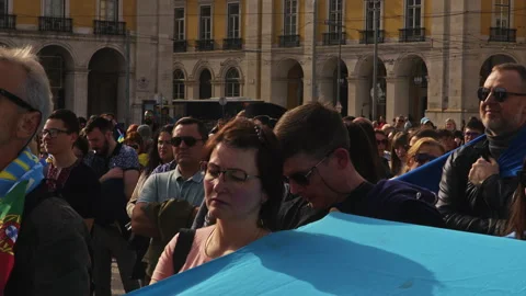 Anti-war demonstration of Ukrainians. Meeting support of peace in Ukraine Stock Footage 172582653