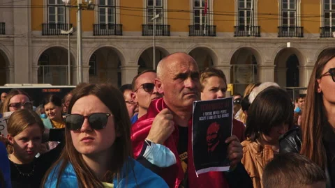 Anti-war demonstration of Ukrainians. Meeting support of peace in Ukraine Stock Footage 173166319