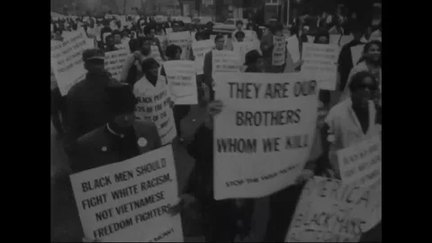 Anti-war demonstrators protest U.S. involvement in Vietnam war - 1967 Stock Footage 107364782