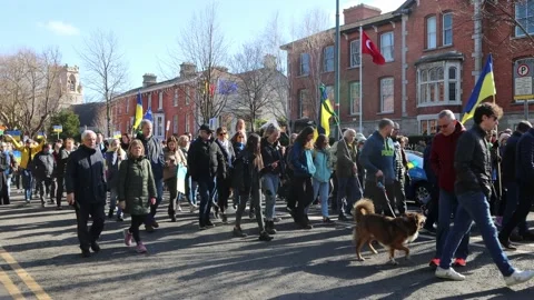 Anti war protest in Dublin, stop war in Ukraine Stock Footage 171426726