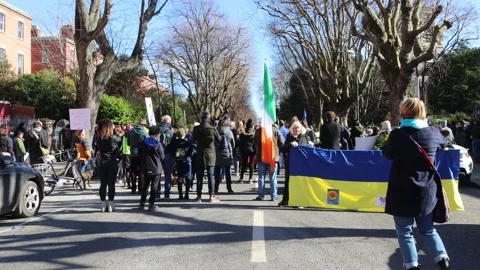 Anti war protest in Dublin, stop war in Ukraine Stock Footage 171426728