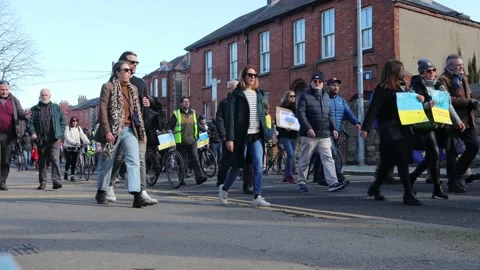 Anti war protest in Dublin, stop war in Ukraine Stock Footage 171427097