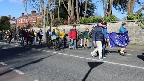 Anti war protest in Dublin, stop war in Ukraine Stock Footage 171427165