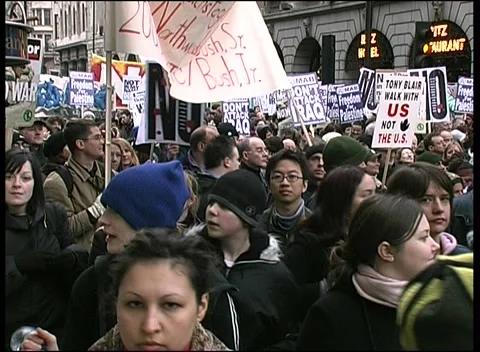 Anti-War Protest London  15th Feb 2003 Stock Footage 238089169