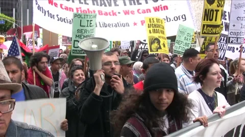 Anti-War protest in Los Angeles Stock Footage
