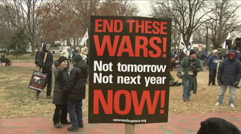 Anti-War protest of Obama at White House Stock Footage
